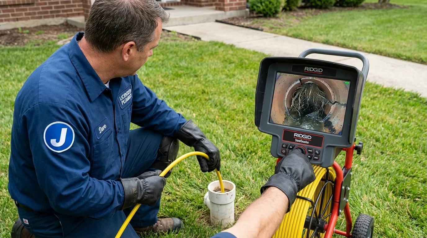 Sewer camera inspection being performed by Johns Plumbing LLC in Ellington